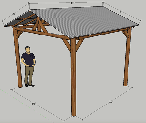 12x12 Corrugated Gable Roof Hut